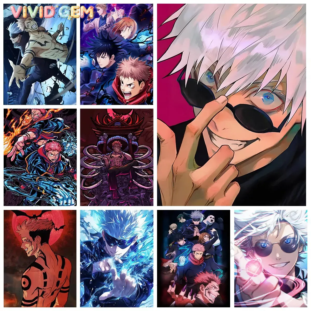 Photo Mosaic Print - VIVID GEM Diamond Painting Jujutsu Kaisen