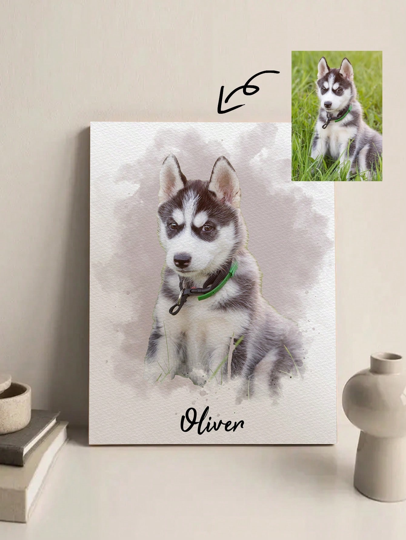 Pet Portrait Custom - Gepersonaliseerde aquarel huisdierportret fotolijst, gepersonaliseerd cadeau